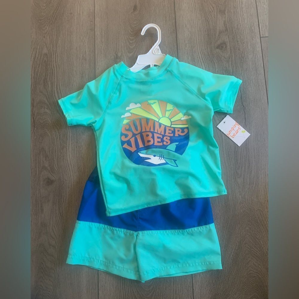 Summer vibes boys 4T 2 pc set, UPF 40+ for excellent UV protection